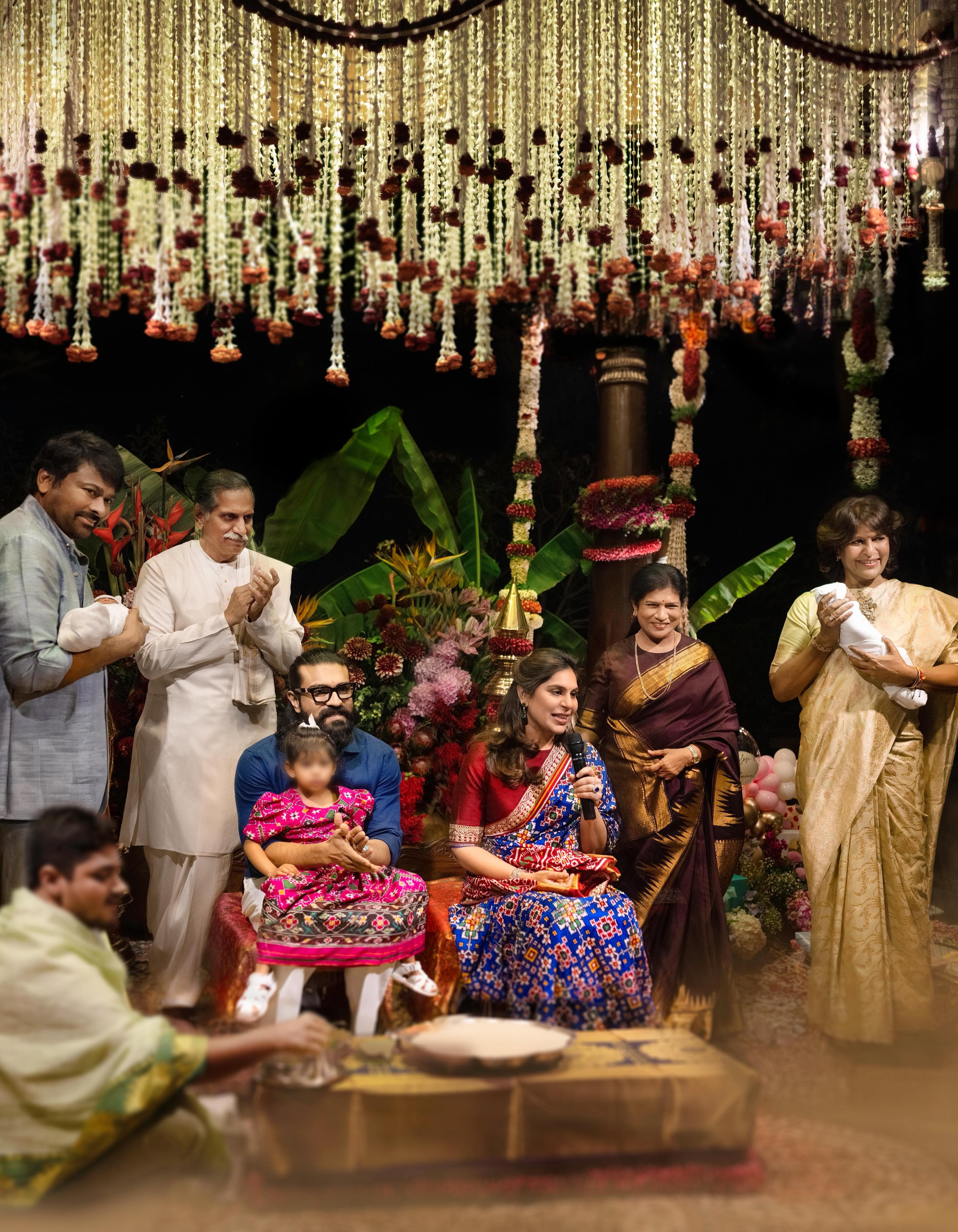 రామ్‌చరణ్‌ పిల్లల నామకరణ కార్యక్రమం ఫోటోలను షేర్ చేసిన మెగాస్టార్ చిరంజీవి