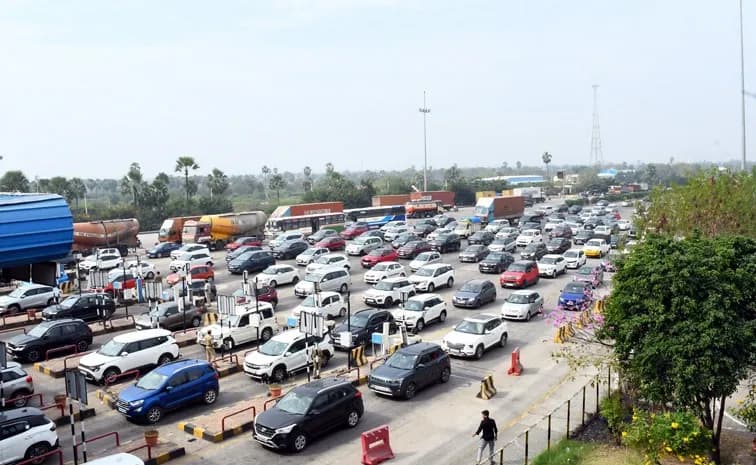 విజయవాడ - హైదరాబాద్ హైవేపై కొనసాగుతున్న ట్రాఫిక్ రద్దీ